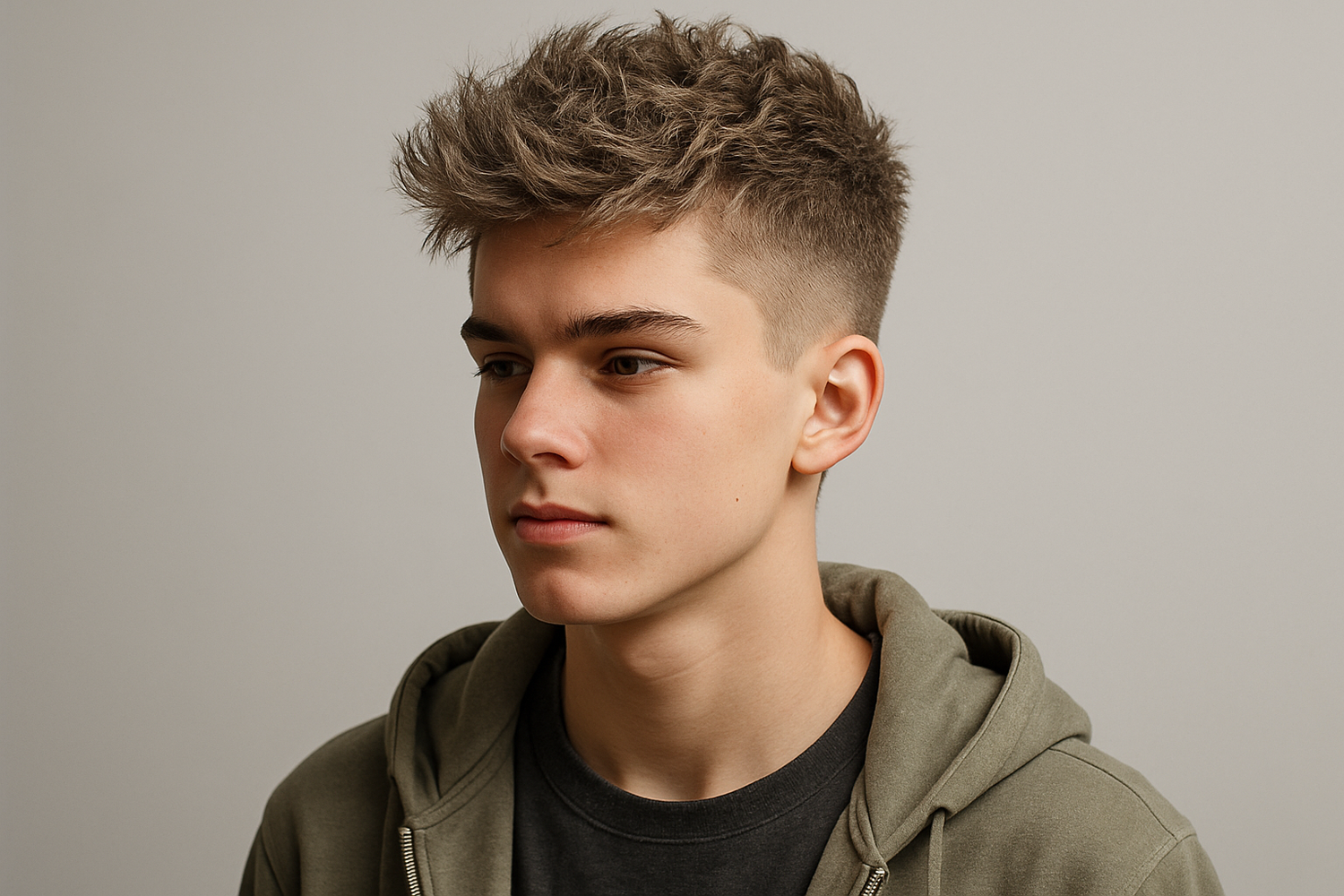 Fais moi sur modèle générique un adolescent aux cheveux coiffé mis en valeur par la poudre